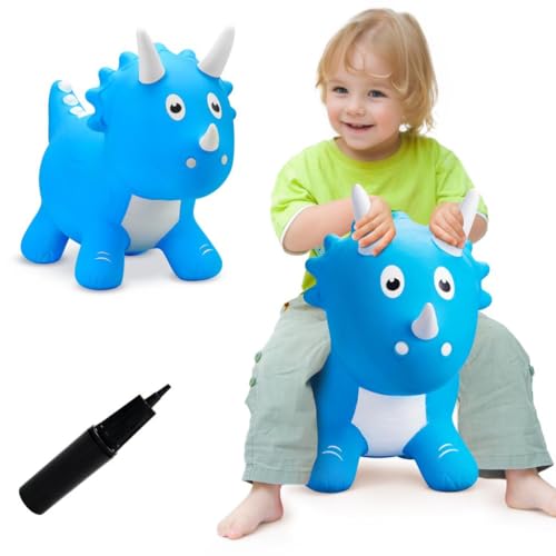VangeBow Dinosaur Bouncy Horse for Toddlers 3 Inflatable Ride On Bouncy Animal Hopper Toys for 3 4 5 Year Old Girl Boy Kid First Birthday Gift Outdoor Indoor Soft Play EquipmentPump Included - Image 1