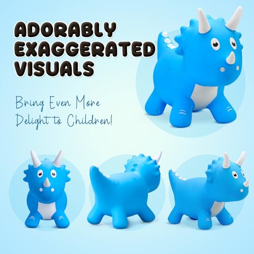 VangeBow Dinosaur Bouncy Horse for Toddlers 3 Inflatable Ride On Bouncy Animal Hopper Toys for 3 4 5 Year Old Girl Boy Kid First Birthday Gift Outdoor Indoor Soft Play EquipmentPump Included - Image 5