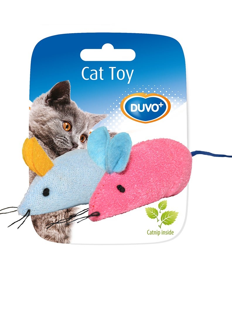 2pcs Assortment Of Mice Blue/Pink Toy for Cats 6 X 5 X 3cm