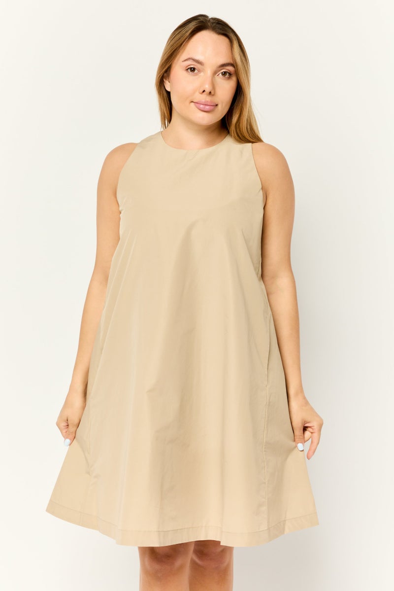 ESPRIT فستان ميني نسائي بتصميم A-line بلون تان - Image 1