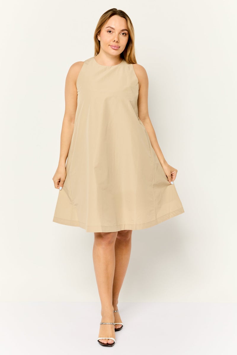 ESPRIT فستان ميني نسائي بتصميم A-line بلون تان - Image 4