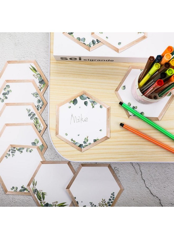 Junkin - 60 Pcs Simply Boho Hexagons Cutouts Hexagon Cutout Simply Boho Classroom Decor Assorted Greenery And Wood Grain 6 Sided Bulletin Board Decorations For Classroom Home Bulletin Board - Image 1