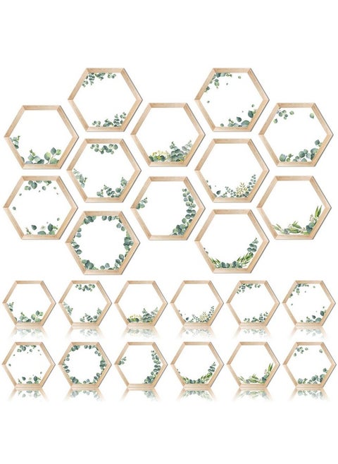 60 Pcs Simply Boho Hexagons Cutouts Hexagon Cutout Simply Boho Classroom Decor Assorted Greenery And Wood Grain 6 Sided Bulletin Board Decorations For Classroom Home Bulletin Board
