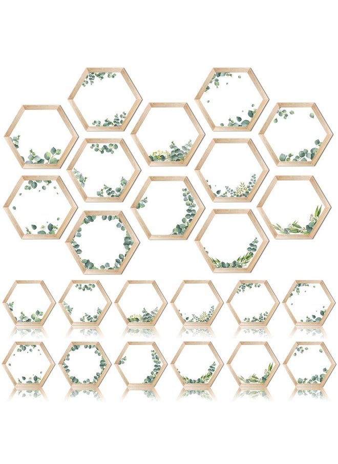Junkin - 60 Pcs Simply Boho Hexagons Cutouts Hexagon Cutout Simply Boho Classroom Decor Assorted Greenery And Wood Grain 6 Sided Bulletin Board Decorations For Classroom Home Bulletin Board - Image 1