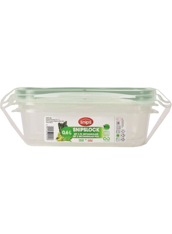 Snips Rectangular Food Storage Containers Set, 1.2L, 2-Piece, Airtight Seal, Bpa-Free - Image 4