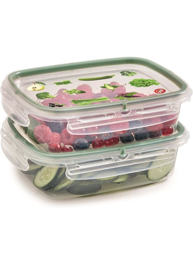 Snips Rectangular Food Storage Containers Set, 1.2L, 2-Piece, Airtight Seal, Bpa-Free - Image 1