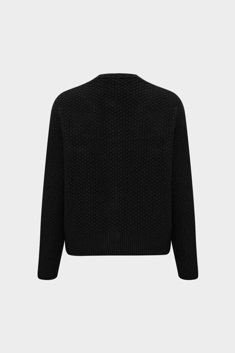 Açelya Okcu Premium Crew Neck Unclosed Openwork Women's Wool Knitwear Cardigan 