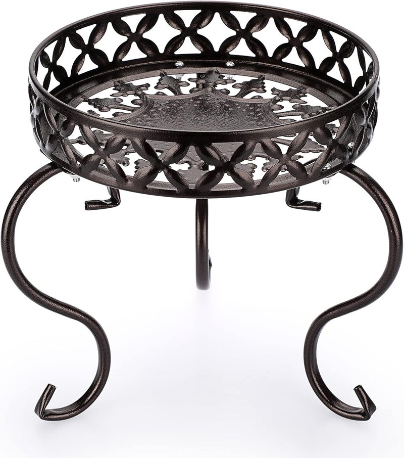 OwnMy Metal Round Plant Stand Indoor Outdoor Flower Pot Holder, Heavy Duty Iron Plant Stand Display Potted Rack for Home, Garden, Patio, Dark Brown - Image 2