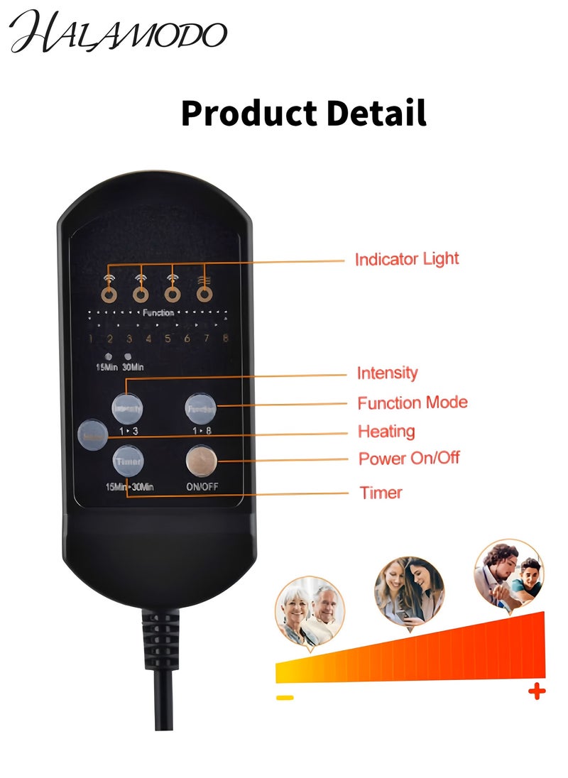 هالامودو وسادة كرسي تدليك الظهر ووسادة تدليك الجسم مع جهاز تدليك اهتزازي عميق للأنسجة مع 5 رؤوس تدليك لتخفيف التوتر والتعب للسيارة والمنزل والمكتب - Image 2