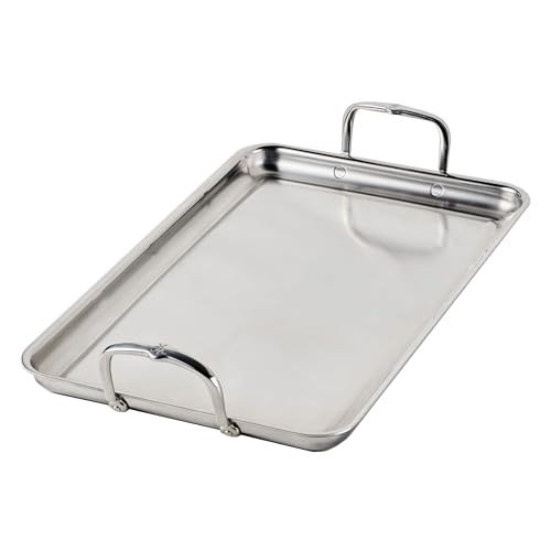 Hestan Provisions TriPly Stainless Steel Double Burner Griddle 21x13Inch with Drip Drain Induction Compatible - Image 1
