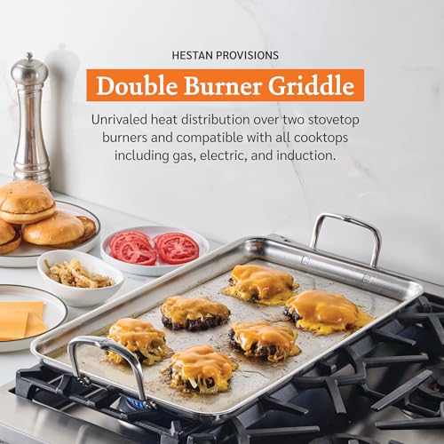 Hestan Provisions TriPly Stainless Steel Double Burner Griddle 21x13Inch with Drip Drain Induction Compatible - Image 3