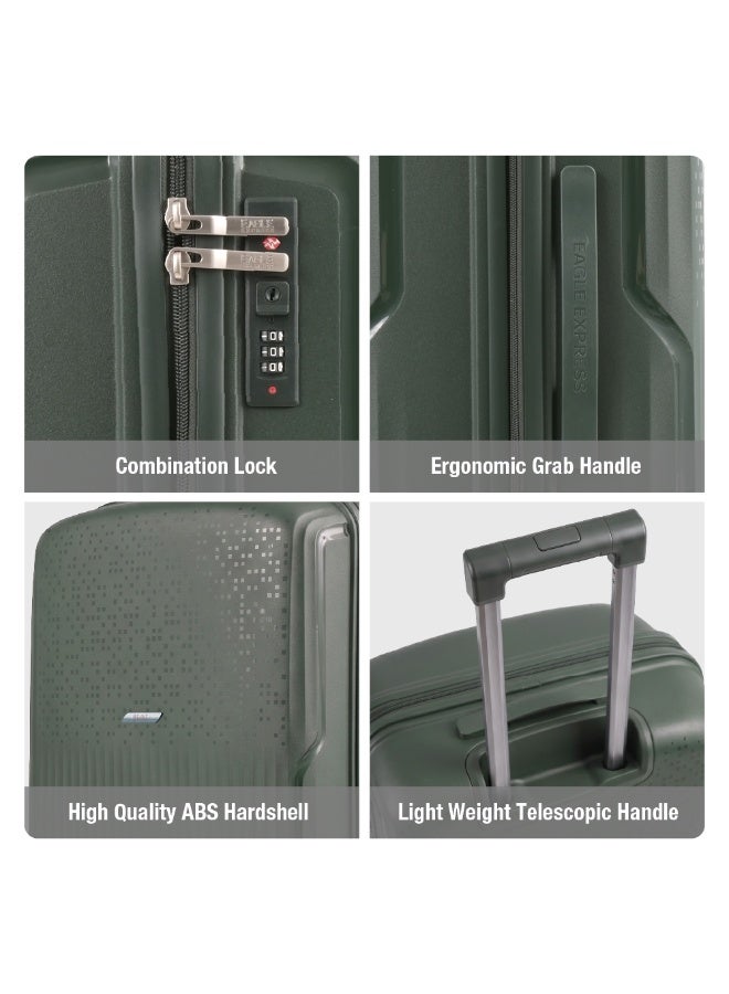 Eagle Express Neon X 4 Piece Luggage Set 14/20/24/28 Inch Deep Green, PP Hard Shell Trolley Suitcase Set with Lightweight Design, Scratch Resistant Travel Luggage, Cabin & Check-In Bags with Spinner Wheels, Secure Lock System and 2 Year Warranty - Image 5