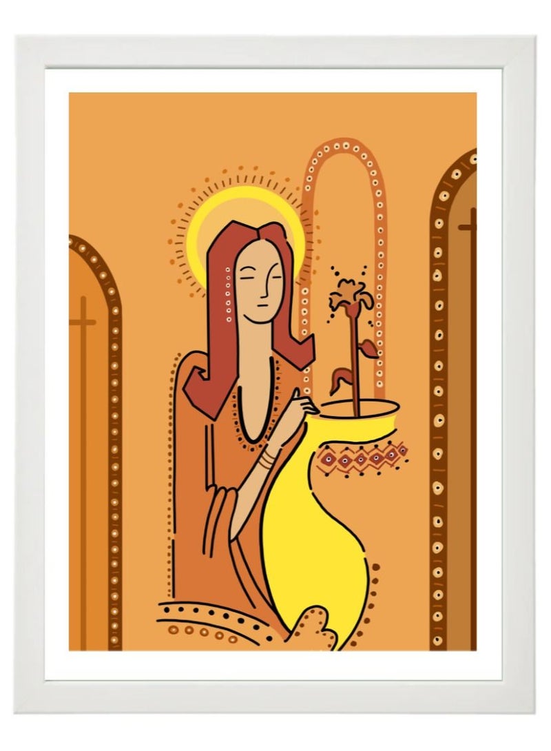 Plant Lover Girl Boho Style - Decorative Wall Art Aesthetic Poster with Frame 30x40cm