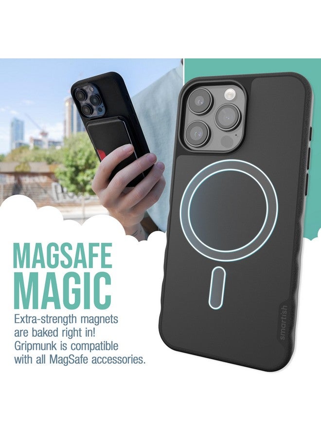Smartish Smartish® iPhone 15 Pro Max Magnetic Case - Gripmunk Compatible with MagSafe [Lightweight + Protective] Slim/Thin Grip Cover with Microfiber Lining for Apple iPhone 15 Pro Max - Black Tie Affair  - Image 1
