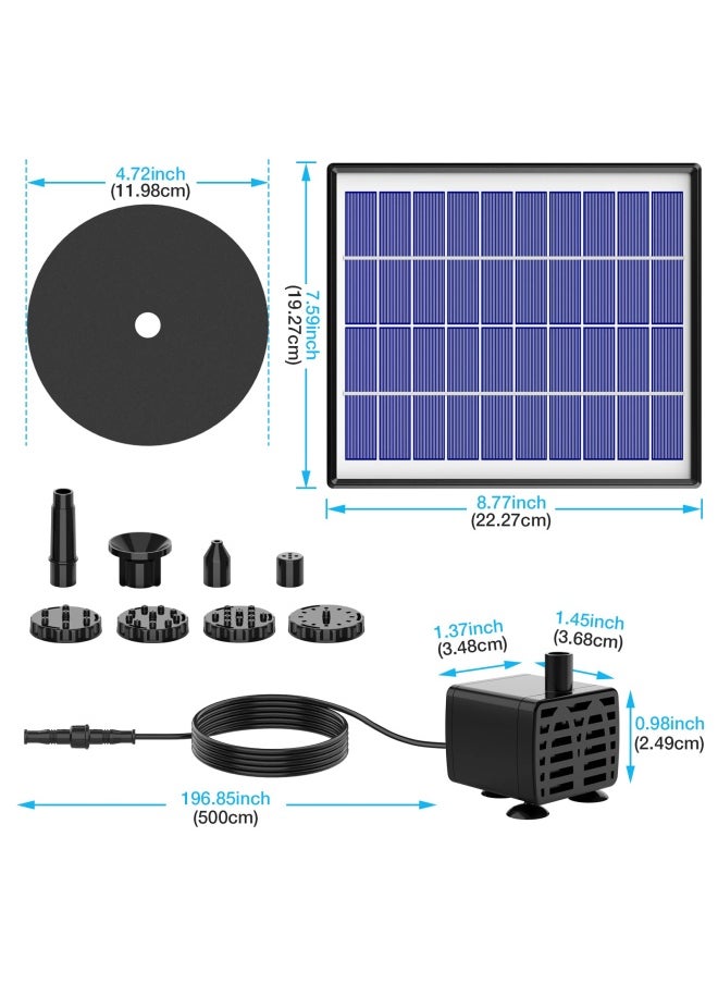 AISITIN - 6.5W Solar Fountain Pump With1500Mah Battery Solar Water Pump Floating Fountain  6 Nozzles  For Bird Bath  Fish Tank  Pond Or Garden Decoration - Image 1
