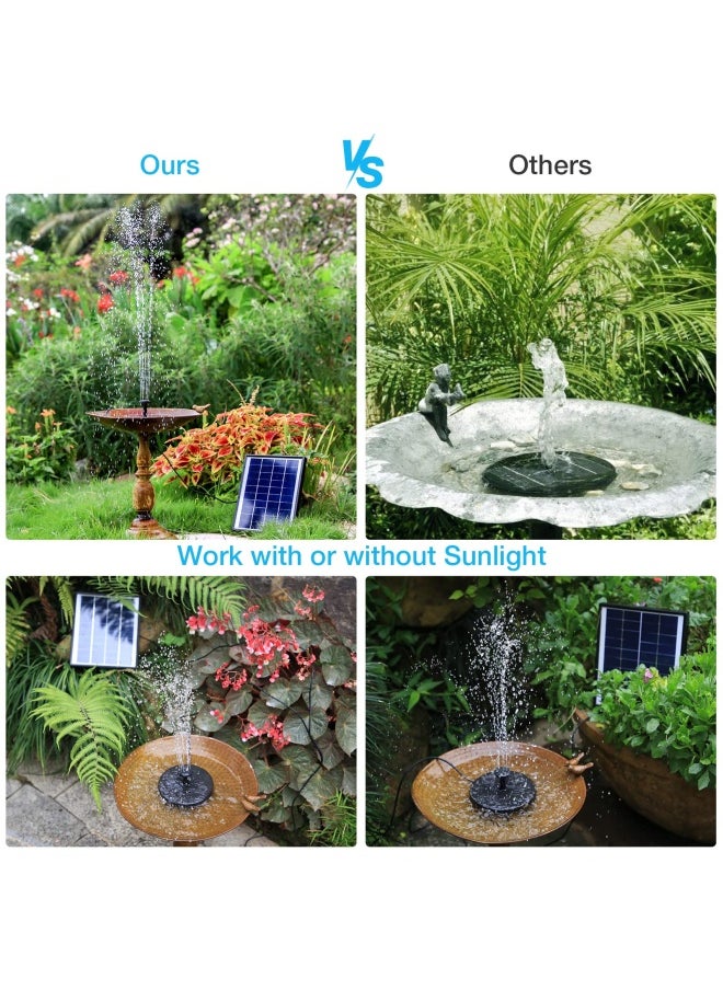 AISITIN - 6.5W Solar Fountain Pump With1500Mah Battery Solar Water Pump Floating Fountain  6 Nozzles  For Bird Bath  Fish Tank  Pond Or Garden Decoration - Image 1