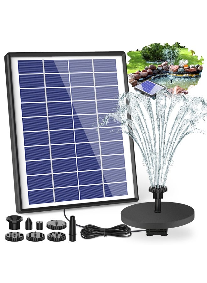 AISITIN - 6.5W Solar Fountain Pump With1500Mah Battery Solar Water Pump Floating Fountain  6 Nozzles  For Bird Bath  Fish Tank  Pond Or Garden Decoration - Image 1