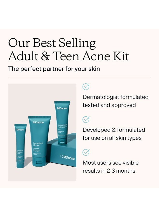MDacne مجموعة علاج حب الشباب بخطوات 3 - كريم بنزويل بيروكسايد 2.5%، منظف حمض الساليسيليك، مرطب نياسيناميد – مجموعة طبية نباتية لعلاج حب الشباب للبالغين والمراهقين، مجموعة حب الشباب لمدة 30 يومًا - Image 2