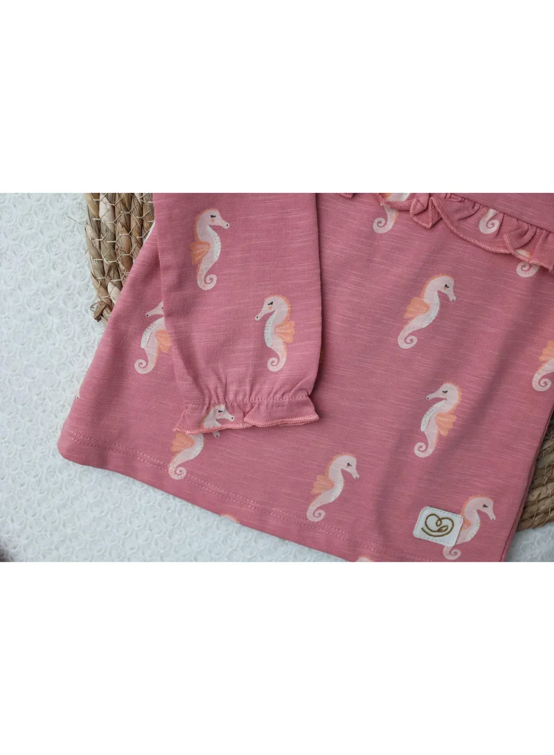 Sheer Hugs Sheer Hugs Casual Full Sleeve Top for Girls, Sea Horse