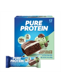 Pure Protein Bars, High Protein, Nutritious Snacks to Support Energy, Low Sugar, Gluten free, Chocolate Mint Cookie,1.76oz, 12 Count (Packaging May Vary)  - Image 1