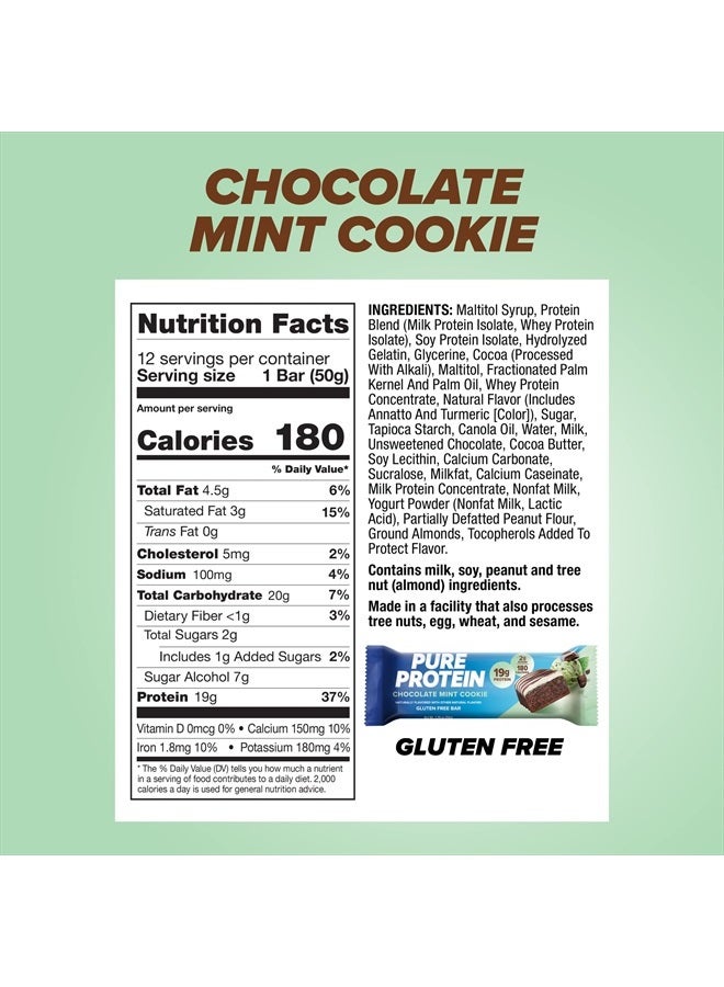 Pure Protein Bars, High Protein, Nutritious Snacks to Support Energy, Low Sugar, Gluten free, Chocolate Mint Cookie,1.76oz, 12 Count (Packaging May Vary)  - Image 3