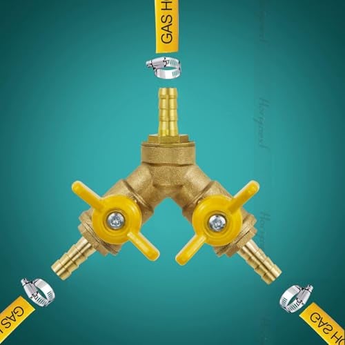 Horiznext brass 1/4 inch O.D. barb three way shut off ball valve for hose air water pvc pex garden tubing line, tee switch splitter fitting - Image 3