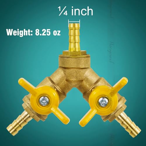Horiznext brass 1/4 inch O.D. barb three way shut off ball valve for hose air water pvc pex garden tubing line, tee switch splitter fitting - Image 2
