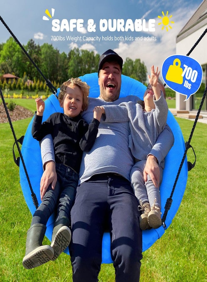 Trekassy 700lb 40" Saucer Tree Swing for Kids Adults Outdoor Textilene with 2pcs Tree Hanging Straps-Blue - Image 4