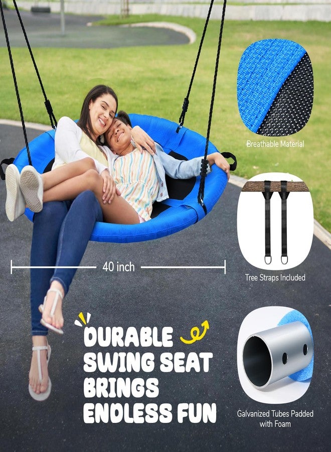 Trekassy 700lb 40" Saucer Tree Swing for Kids Adults Outdoor Textilene with 2pcs Tree Hanging Straps-Blue - Image 5