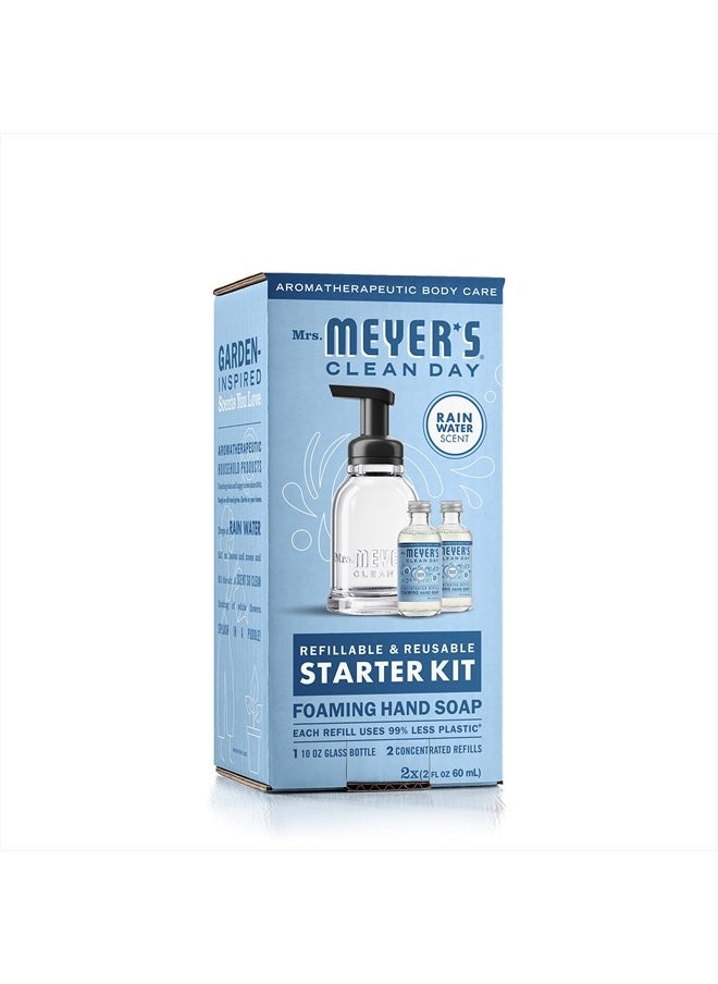 Mrs. Meyer's Clean Day Foaming Hand Soap Dispenser & Concentrate Starter Kit,1 Glass Dispenser (10 Fl. Oz.) & 2 Concentrated Refills (2 Fl.Oz. each),Rain Water, Makes 20 Fl. Oz. of Foaming Soap Total  - Image 2
