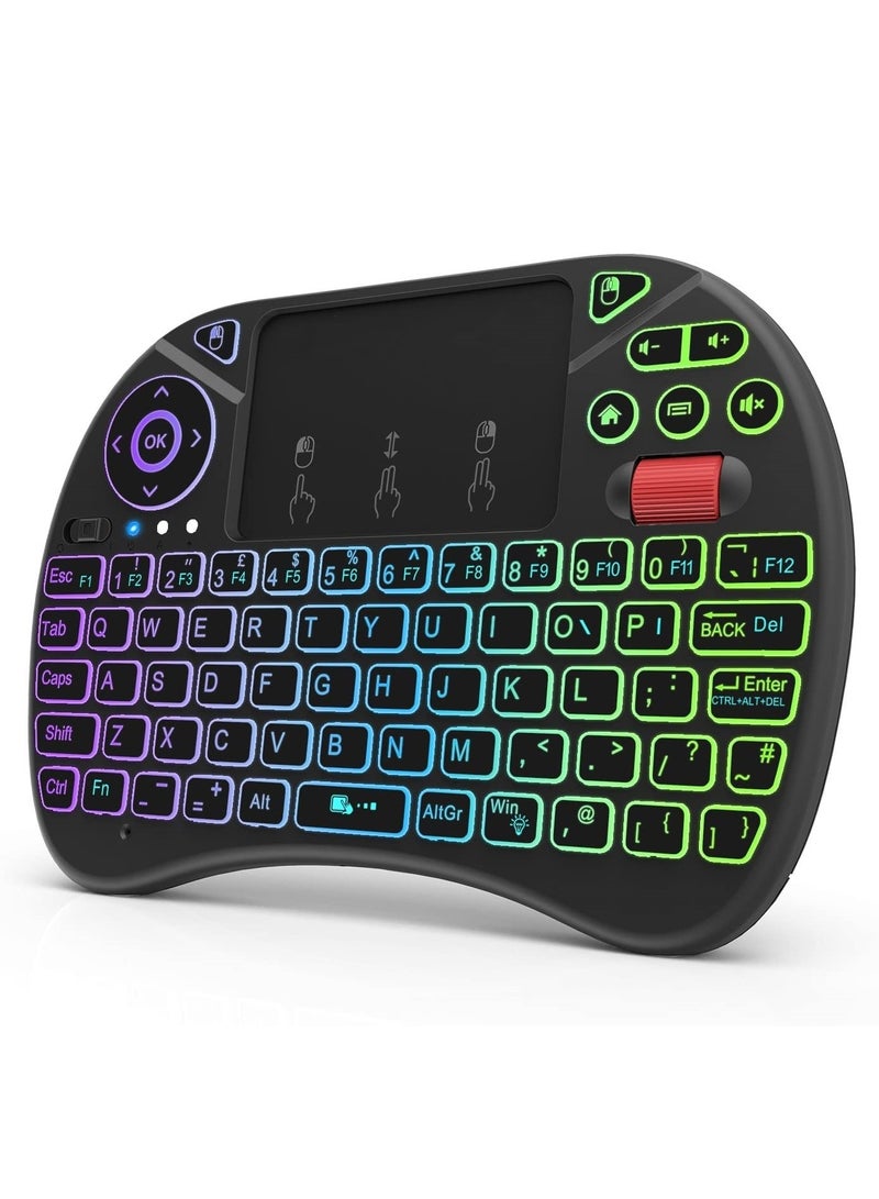 Mini Wireless Keyboard with Touch Pad Mouse, Mini Wireless Keyboard and Mouse Set with Scroll on/Handheld Remote/LED Backlit for PC/Laptop/Smart TV/Raspberry Pi/KODI/Android TV Box/HTPC/Windows - Image 1