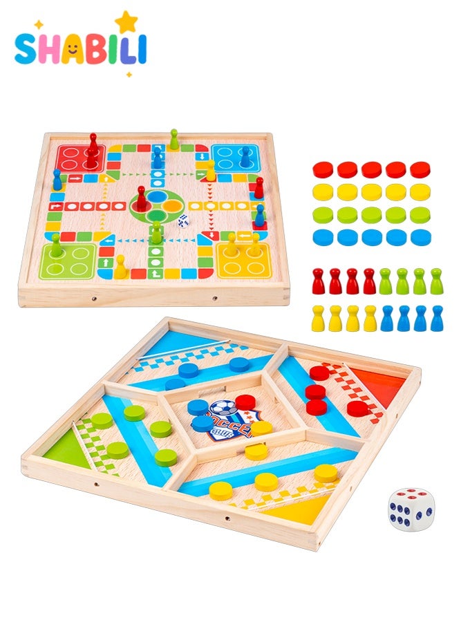 SHABILI Bouncing Chess Ludo Board Game, Fast Sling Puck Table Hockey Battle Game with Elastic Shooting Pucks Interactive Desktop Board Toy for Kids and Adults, Fun Family Party Parent Child Entertainm