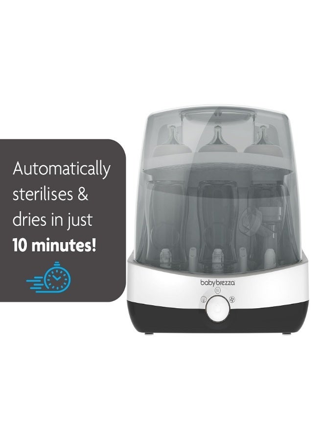 بيبي بريزا معقم ومجفف زجاجات الأطفال بيبي بريزا خلال 10 دقائق - تعقيم بالبخار الكهربائي فائق السرعة - تعقيم شامل لجميع الزجاجات، اللهايات، وأجزاء مضخة الثدي. - Image 1