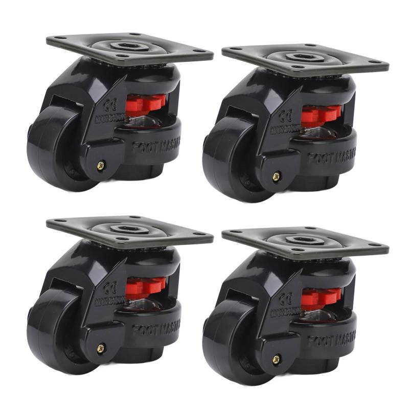 Heavy Duty Leveling Caster Set Metal Plastic Construction 500kg Total Load - 4 Pack Industrial Casters for Work Tables Weld Tables Heavy Equipment - Image 1