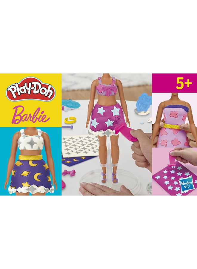 Play-Doh باك ملحقات باربي من بلاي دو مع اللمعان والجواهر، 4 أوراق نمط لإعادة التعبئة من مركب النمذجة، 8 ملحقات أزياء، فنون وحرف للأطفال من عمر 5 سنوات فما فوق (الدمية غير مشمولة) - Image 2