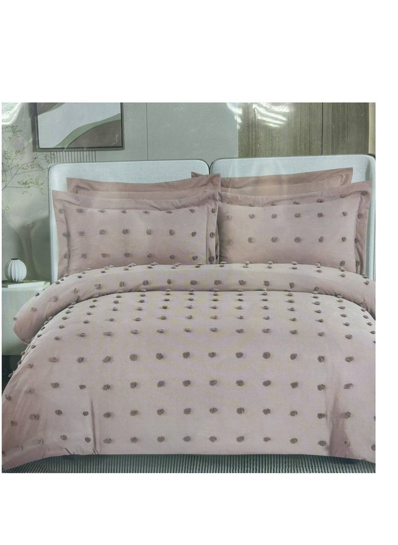 BAIG Comforter set Pattern Tufted Soft & Breathable Microfiber king size 6pcs, Embroidered Textured Bedding Set 