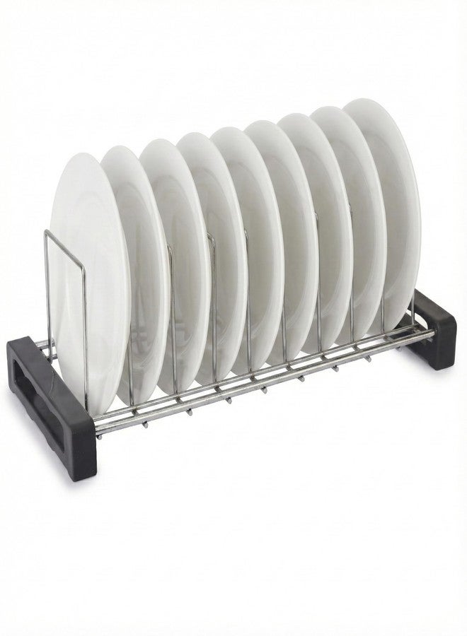 VK15 COLLECTION Stainless Steel 9 Plate Stand & Dish Drying Rack for Kitchen Countertop | Utensil Organizer for Plates, Dishes & Lids | Drying Stand for Plates, Kitchen Organizer Rack (Silver) - Image 1