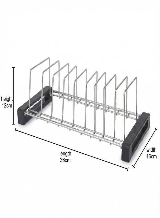 VK15 COLLECTION Stainless Steel 9 Plate Stand & Dish Drying Rack for Kitchen Countertop | Utensil Organizer for Plates, Dishes & Lids | Drying Stand for Plates, Kitchen Organizer Rack (Silver) - Image 3