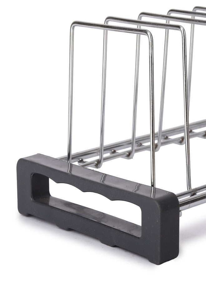 VK15 COLLECTION Stainless Steel 9 Plate Stand & Dish Drying Rack for Kitchen Countertop | Utensil Organizer for Plates, Dishes & Lids | Drying Stand for Plates, Kitchen Organizer Rack (Silver) - Image 4