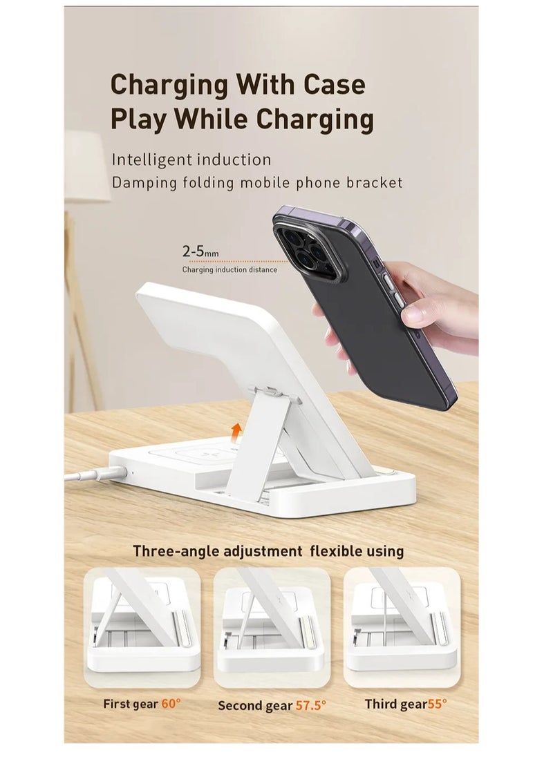 Recci 4-in-1 Folding Wireless Charger with Ambient Desktop Lamp - 15W Fast Charging for iPhone, 5W for AirPods, 2W for Apple Watch, USB Type-C, Compact & Stylish Design for Home, Office, and Travel  - Image 5