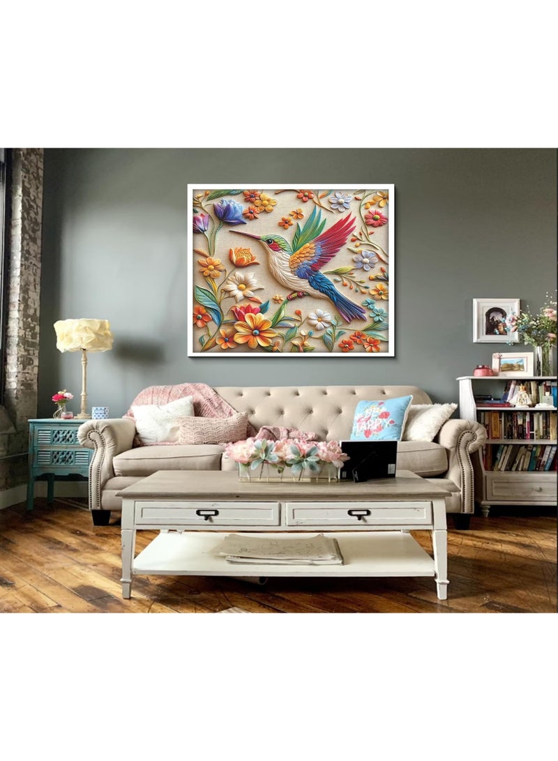 ميدير لغز الطائر الطنان للبالغين 1000 قطعة، لغز فن الطيور والحيوانات والزهور في الربيع، لغز رقعة حديقة الطيور والزهور، ألغاز صعبة وتحديّة للبالغين - Image 3