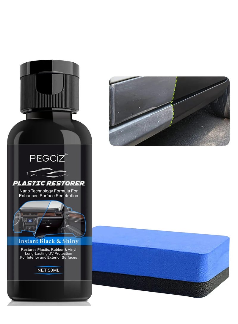 بيجسيز طقم تنظيف بلاستيك السيارة لأجزاء المطاط والفينيل والبلاستيك، عامل طلاء منعش لبلاستيك السيارة تنظيف الأجزاء الداخلية للسيارات والشاحنات والدراجات النارية وحمايتها من الجفاف - Image 3