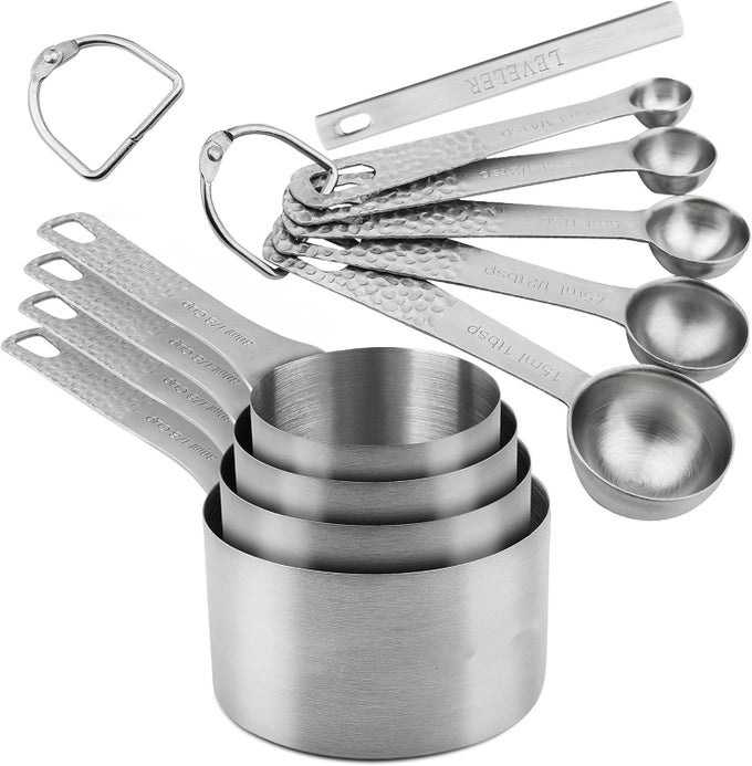 MEASURING CUPS AND SPOONS SET 10 PIECE MEASURING CUP SET 188 STAINLESS STEEL MEASURING CUPS SPOONS LEVELER BAKING MEASURE CUPS KITCHEN MEASUREMENT CUPS KITCHEN GADGETS FOR COOKING