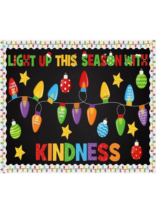 Moinchore 86 Pcs Christmas Bulletin Board Decorations with Light Bulb Borders Xmas Kindness Bulletin Board Set Xmas Winter Colorful Light Bulb Cutouts for Classroom Decoration School Home Holiday - Image 1