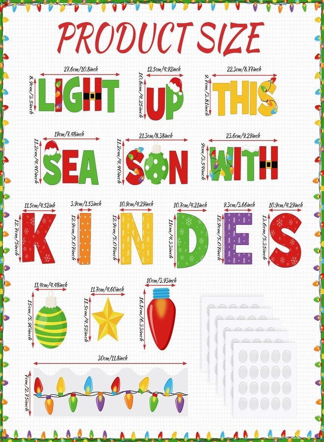 Moinchore 86 Pcs Christmas Bulletin Board Decorations with Light Bulb Borders Xmas Kindness Bulletin Board Set Xmas Winter Colorful Light Bulb Cutouts for Classroom Decoration School Home Holiday - Image 2