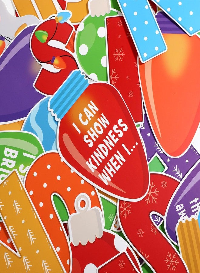 Moinchore 86 Pcs Christmas Bulletin Board Decorations with Light Bulb Borders Xmas Kindness Bulletin Board Set Xmas Winter Colorful Light Bulb Cutouts for Classroom Decoration School Home Holiday - Image 5