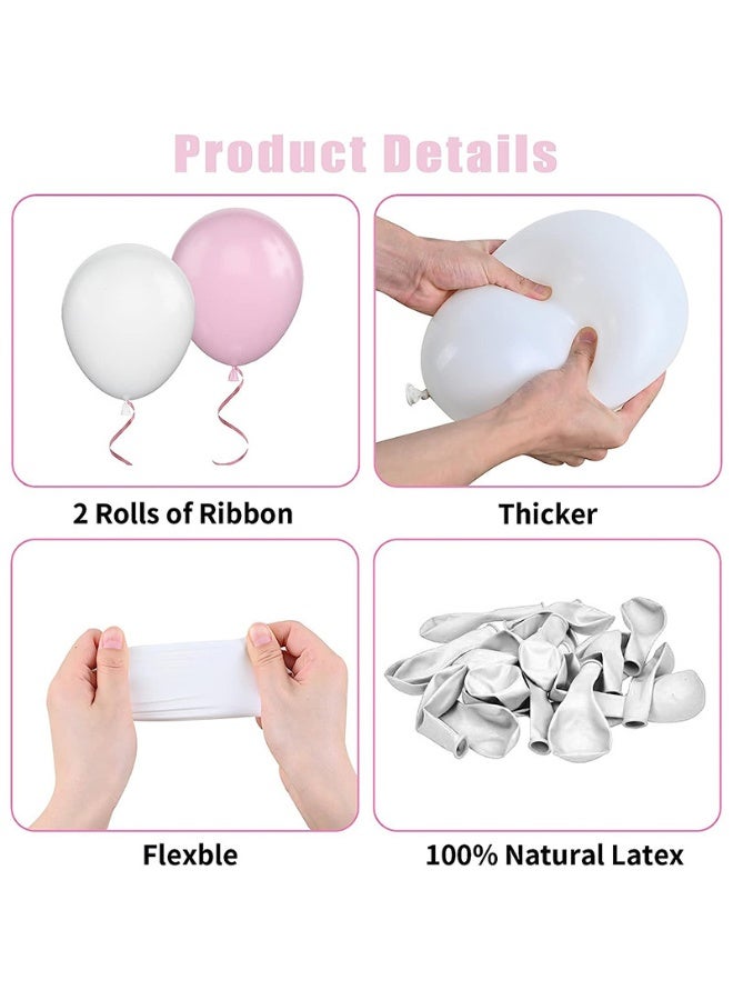 Pink Balloons Set,60 PCS Balloons Pink and White,Glitter Helium Balloons with Gold Ribbons,For Wedding Birthday Girls Baby Shower Mother's Day Party Decoration - Image 5