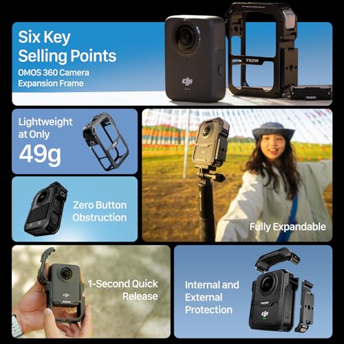 Tilta Camera Cage Horizontal Mounting Kit Compatible with DJI Osmo 360 Quick Release 1420 Mounts Cold Shoe Strap Slot Lightweight Magnesium Alloy Frame Black - Image 3