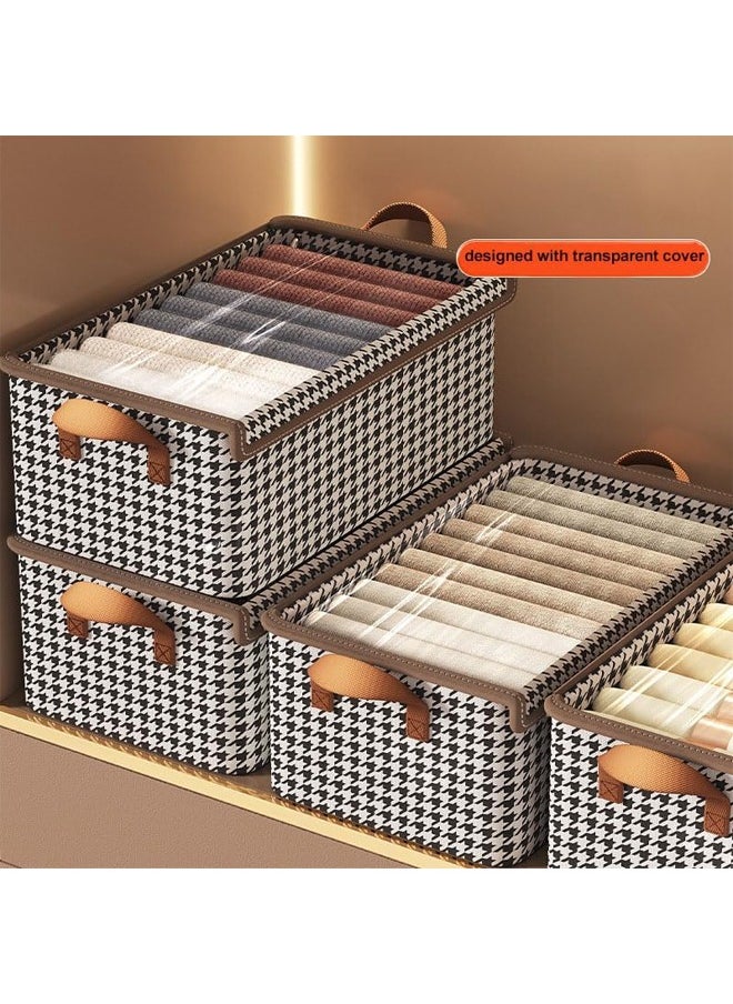 Generic Clothing Storage Box with Lid Large Storage Bins With Clear Window Fabric Storage Boxes Foldable Clothing Storage Box Closet Storage Baskets with Handle Closet Organizers and Storage for Home Office  - Image 3