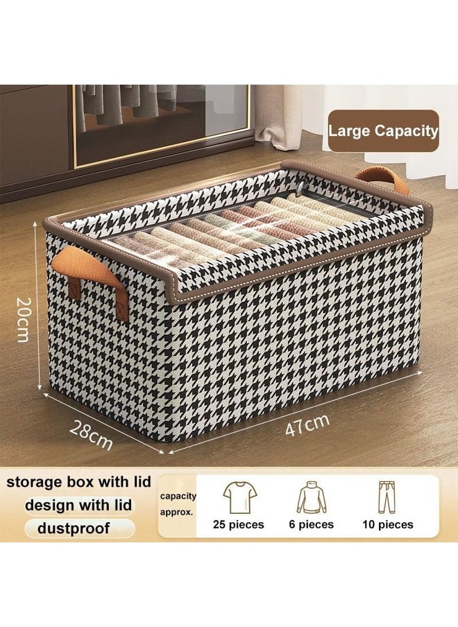 Generic Clothing Storage Box with Lid Large Storage Bins With Clear Window Fabric Storage Boxes Foldable Clothing Storage Box Closet Storage Baskets with Handle Closet Organizers and Storage for Home Office  - Image 2
